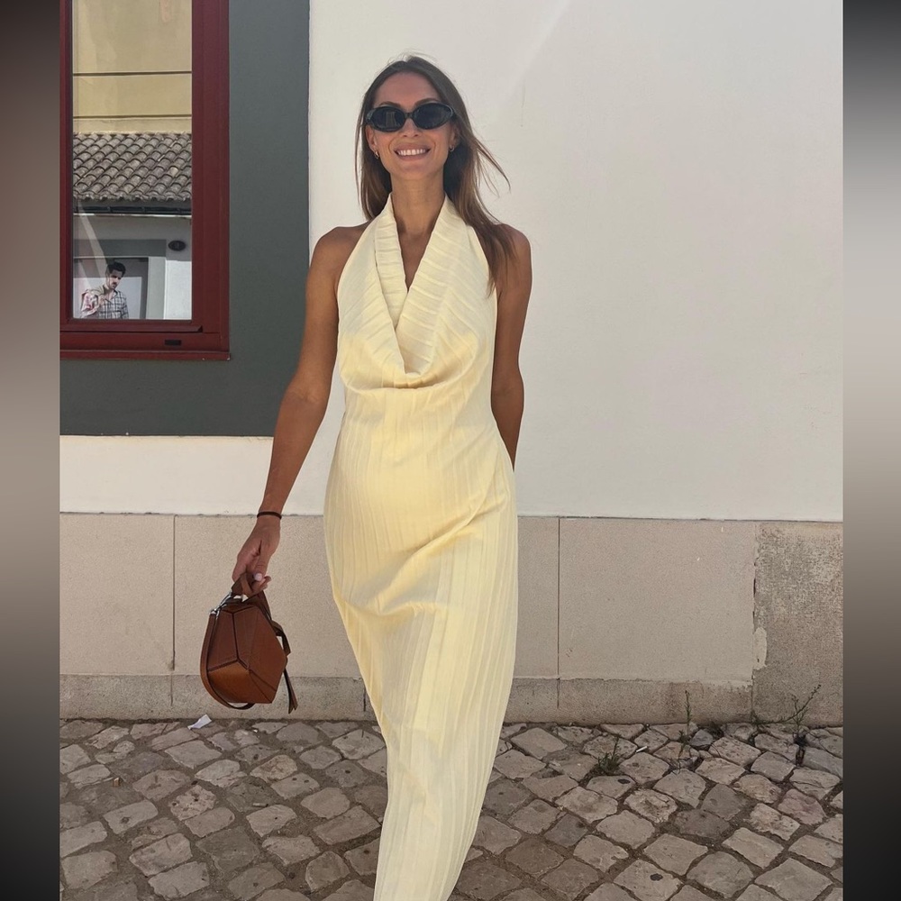 ZARA PLEATED HALTER DRESS - Picture 5 of 16